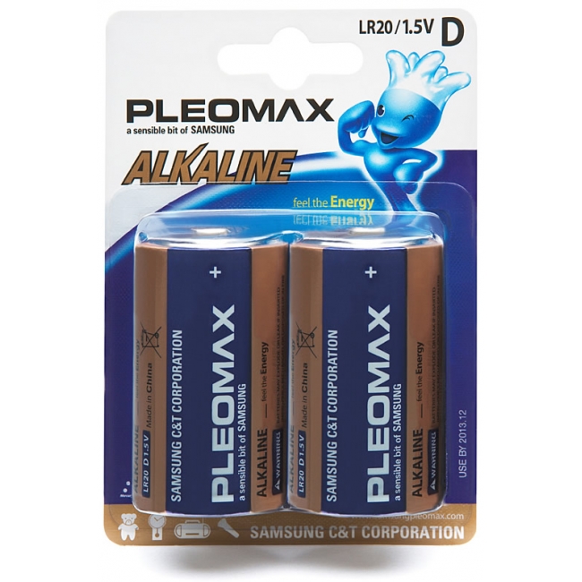 Батарейка Samsung  Pleomax LR20-2BL блистер 2шт/уп