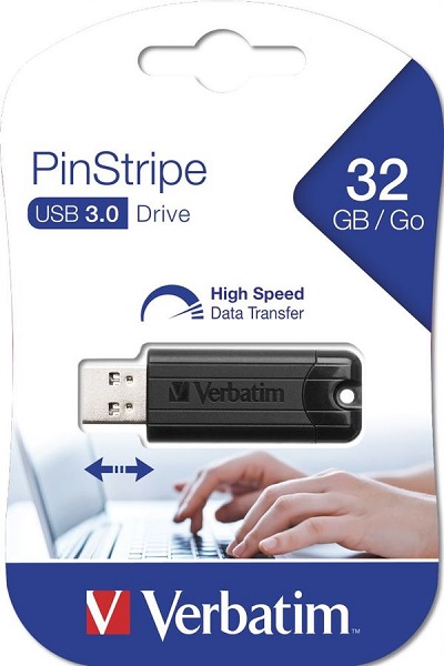 Флэш-драйв 32ГБ Verbatim Pinstripe 49317 USB2.0 черный