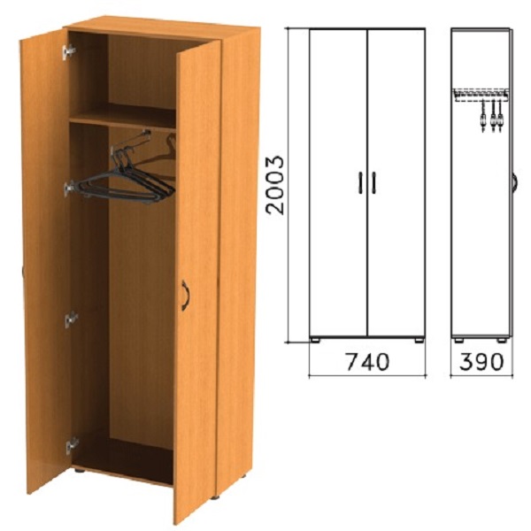 Шкаф для одежды Фея 740*390*2002 мм, орех, ШФ17.5