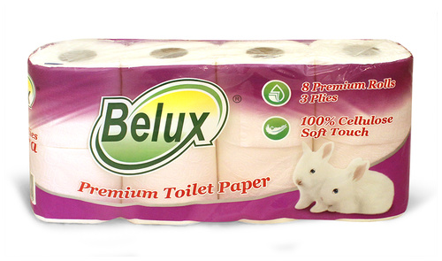 Туалетная бумага 8 рул. 3-х слойная Belux  белая  