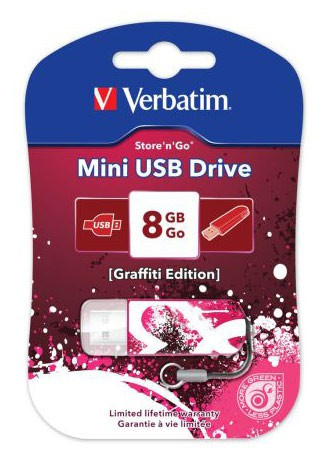 Флэш-драйв 8ГБ Verbatim Store n Go Mini Graffiti 98165 USB2.0 красный/рисунок