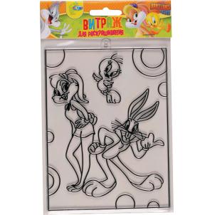 Витражная картинка-трафарет "Веселые Мультяшки" (Looney Tunes), 17*9 см 83812