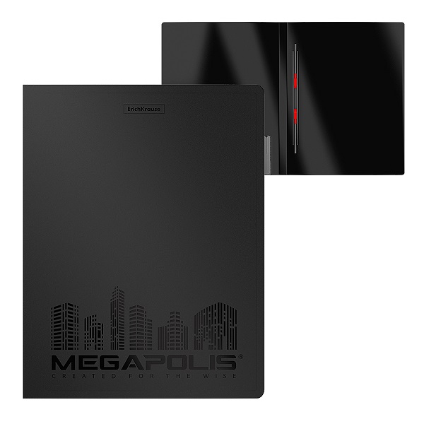 Папка с пруж. скоросшивателем MEGAPOLIS A4 600мкм черная EK46012