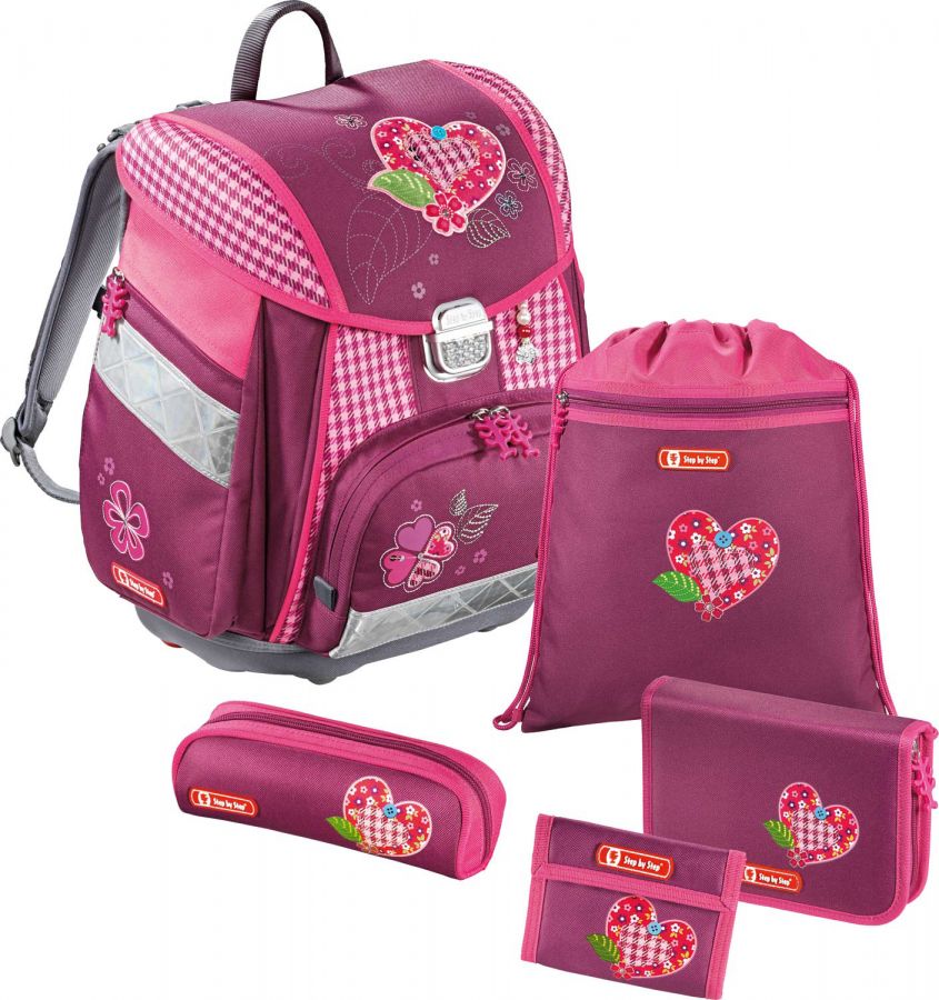 Набор Step By Step Touch Tweedy Hearts розовый/рис (ранец+2 пенала+кошелек+мешок для обуви) 00129086