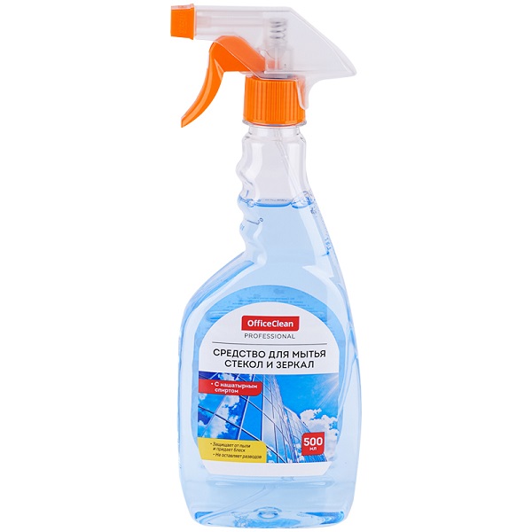 Средство д/стекла и зеркал 500мл OfficeClean Professional с нашатырным спиртом, курок