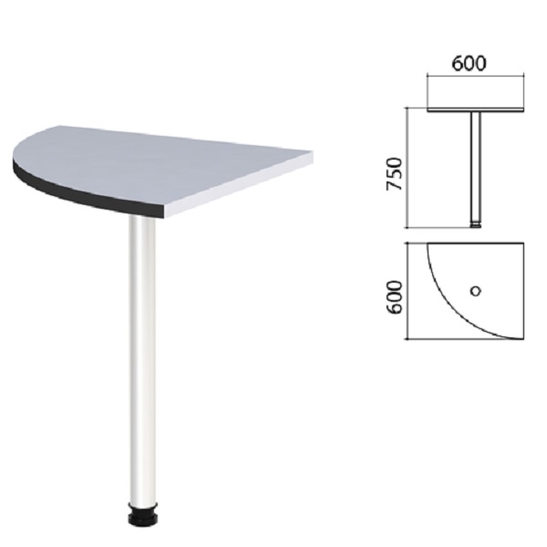 Стол приставной угловой 604*604*756 мм, серый, Монолит КМ56.11