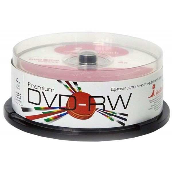 Компакт-диск DVD-RW 4.7Гб 4х Smart Track, Cake Box 25шт 