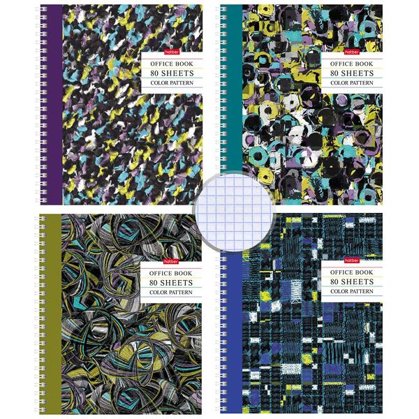 Тетрадь 80л.кл. Хатбер -Color Pattern- мат.ламин. спираль, 80Т5лВ1гр