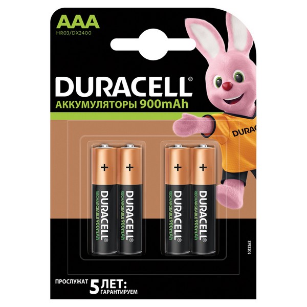 Аккумулятор Duracell HR03 (AAA) 900mAh 4шт/уп