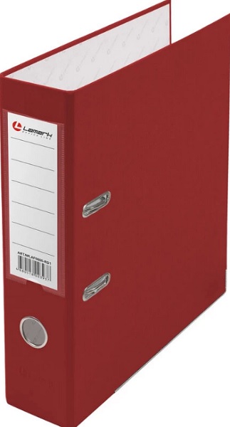 Папка-регистратор А4  80мм (75мм) PP LAMARK600 с металл.окантовкой/карман, красный AF0600-RD1