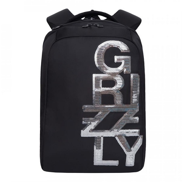Рюкзак молодежный GRIZZLY RD-044-3, 26*39*17 см, черный-серебро