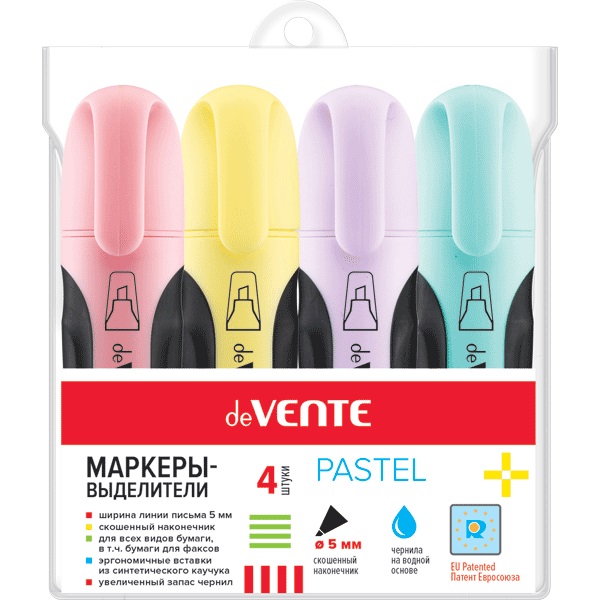 Набор текстовыделителей deVENTE.  4 цв. Pastel 5045809