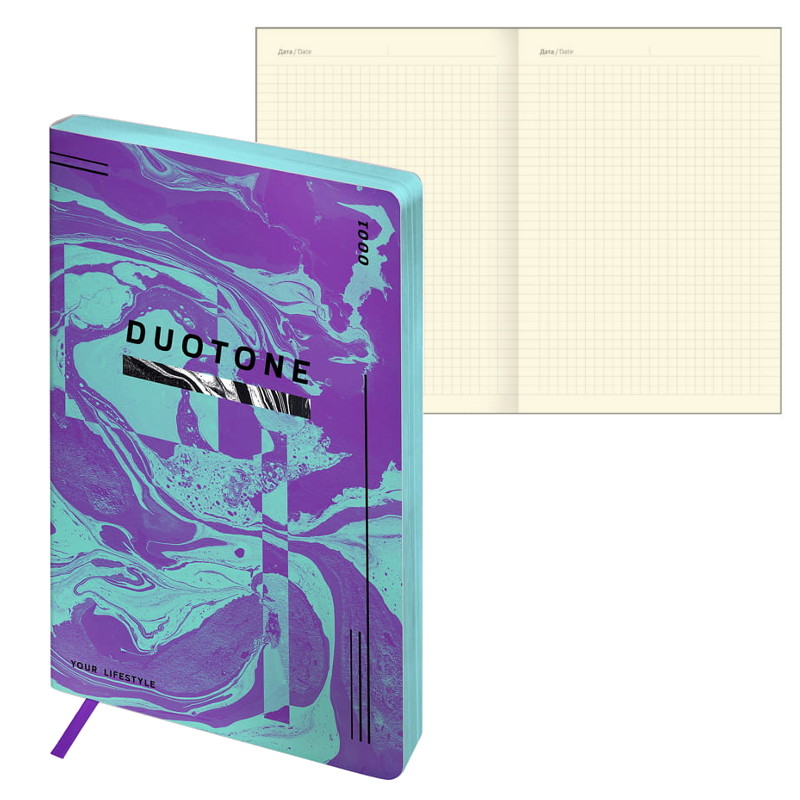 Записная книжка А5 Greenwich Line Urban. Violet duotone, 80л, кожзам, голубой срез NA5-25480