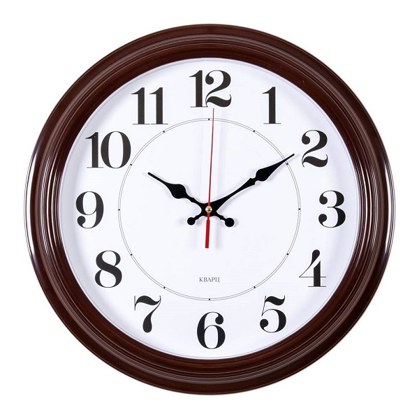 Часы настенные Бюрократ WallC-R85P круглые, коричнево-белый