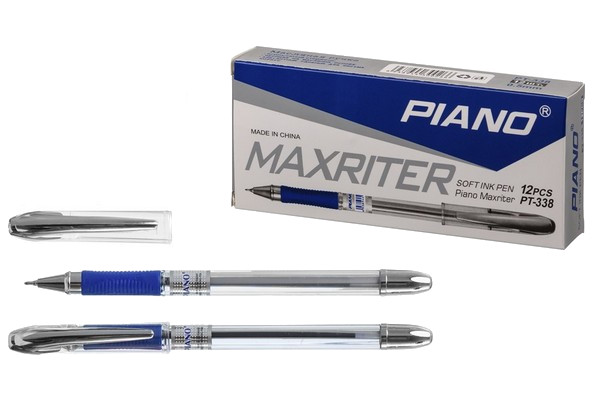 Ручка шариковая Piano Maxriter PT-338/1152 резин.грип, масл.основа, игольч. наконечн., синяя