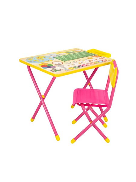 Набор мебели складной (стол, стул) № 1 Глобус, розовый