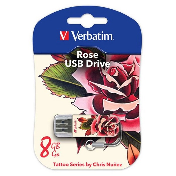 Флэш-драйв 8ГБ Verbatim Store n Go Mini Tattoo Rose 49881 USB2.0 белый/узор