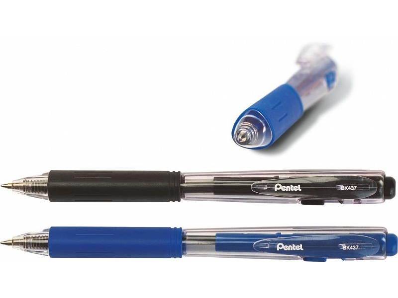 Набор шариковых ручек автомат. 2 цв. Pentel BK437-C синяя + черная ручка
