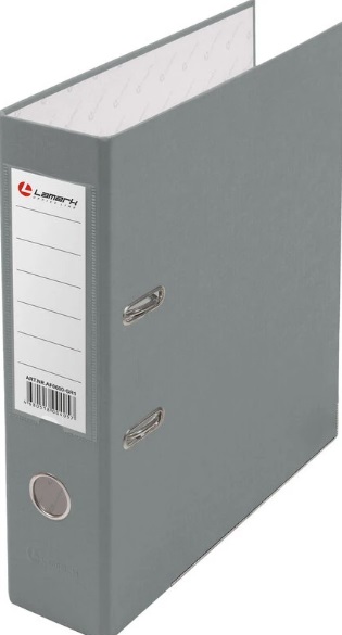 Папка-регистратор А4  80мм (75мм) PP LAMARK600 с металл.окантовкой/карман, серый AF0600-GR1
