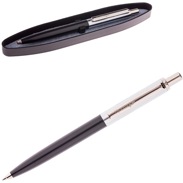Ручка Berlingo шарик. Автомат SILVER Arrow CPs_12201 корпус черный/хром, 1,0, синяя, в футляре