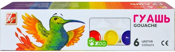Гуашь  6 цв. ZOO 15мл. ЛУЧ 19С 1250-08 блок-тара