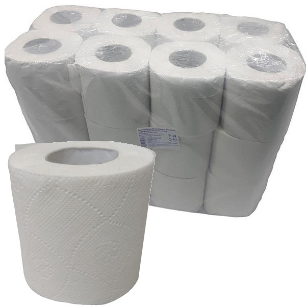 Туалетная бумага 24 рул. 2-х слойная, на втулке, белая