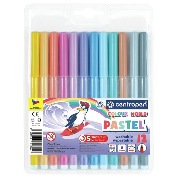 Набор фломастеров 12 цв. Colour World. Pastel Centropen 7550/12 европодвес