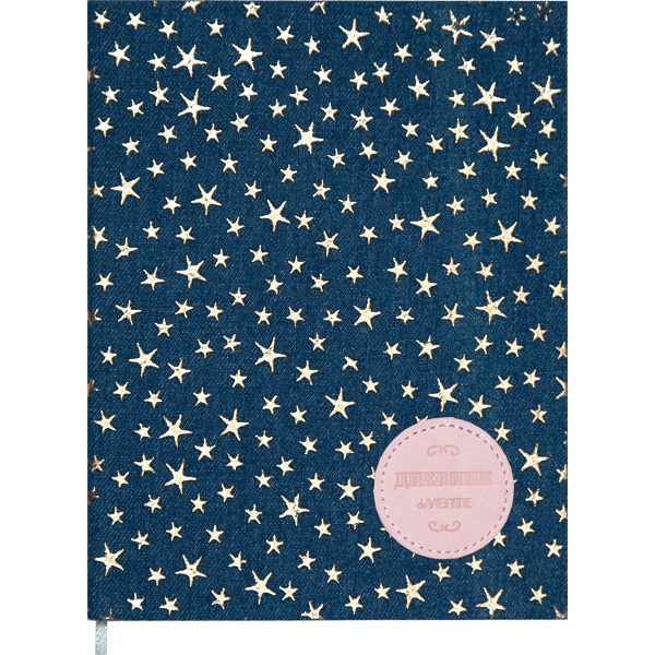 Дневник тв.обл. deVENTE. Golden Stars обл.джинс.ткань, термотиснение, апликация 2021757