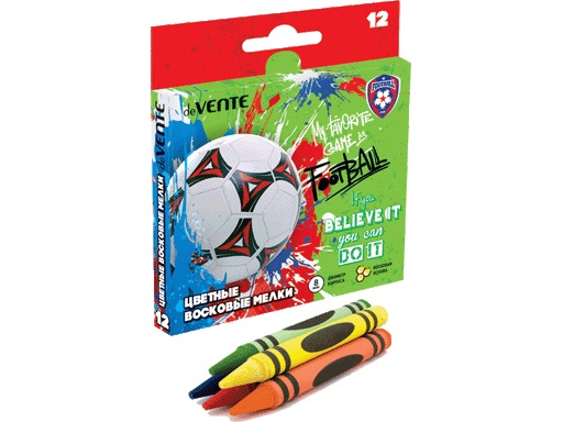 Набор восковых мелков 12 шт. deVENTE. Football карт.уп. 8077915