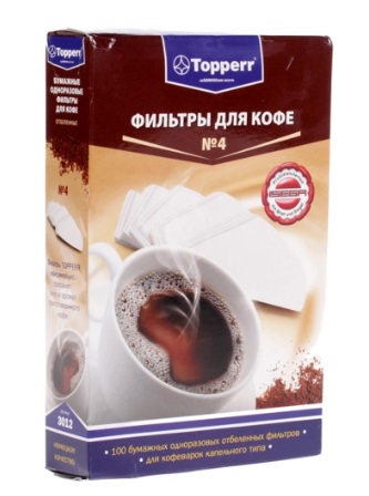 Фильтр для капельных кофеварок Topperr 3012 №4, 100 шт, белый