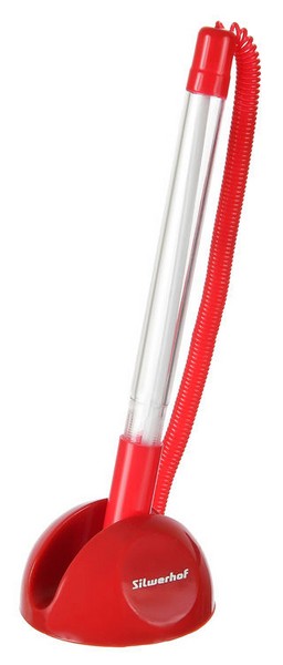Ручка шариковая на пруж/липучке Silwerhof корпус пластик красный, синяя