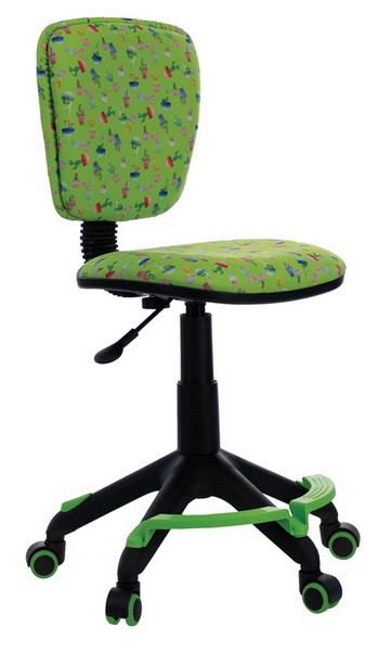 Кресло детское Бюрократ CH-204-F подст.для ног, зеленый, кактусы