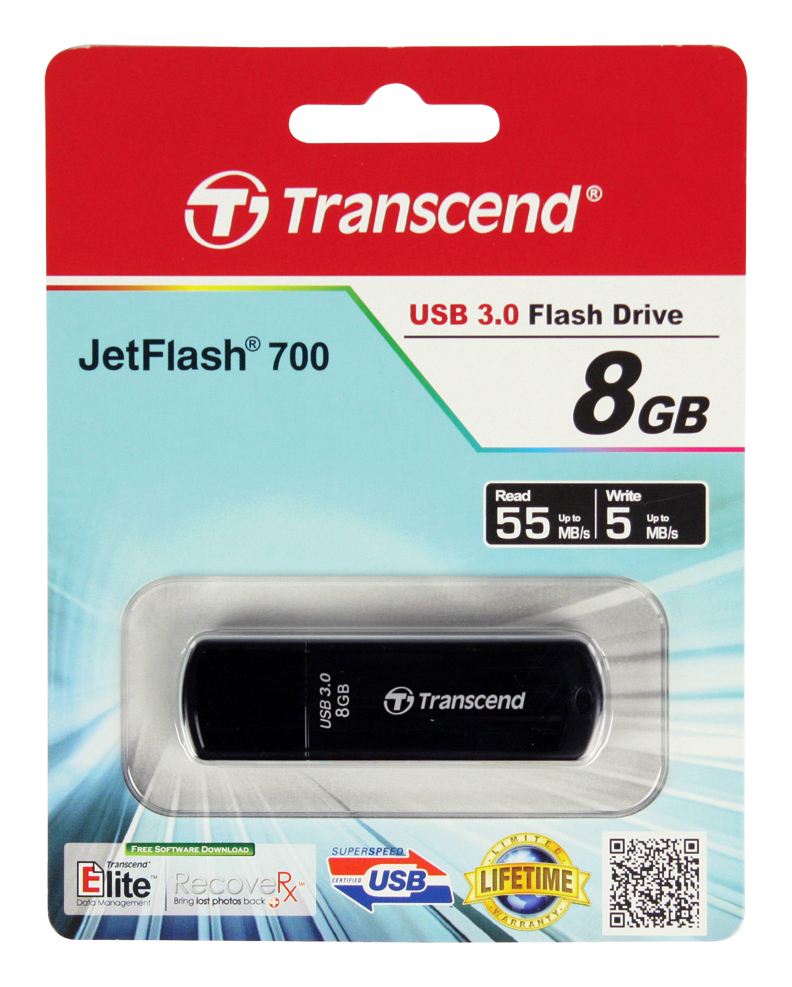 Флеш-карта 8ГБ Transcend Jetflash 700 TS8GJF700 USB3.0 черный