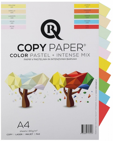 Бумага Rcopy А4 80гр интенсив+пастель 10 цветов (по 20л), 200л