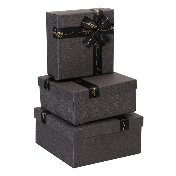 Набор подарочных коробок КОКОС Happy, 3шт (19,5*19,5*9,5-15,5*15,5*6,5) коричневый 212935