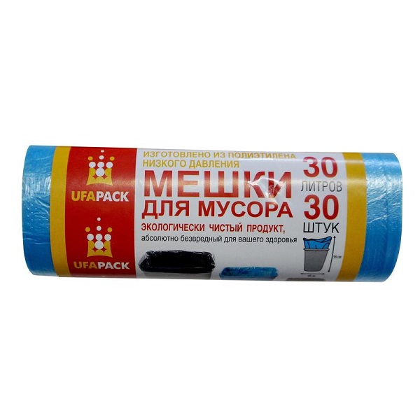 Мешки д/мусора 30л*30 шт 6мкм синие