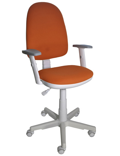 Кресло "Prestige" ТР-2 пластик белый, пиастра, ткань оранжевая