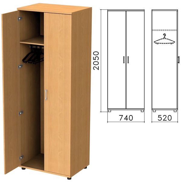 Шкаф для одежды Монолит 744*520*2046 мм, бук, ШМ50.1