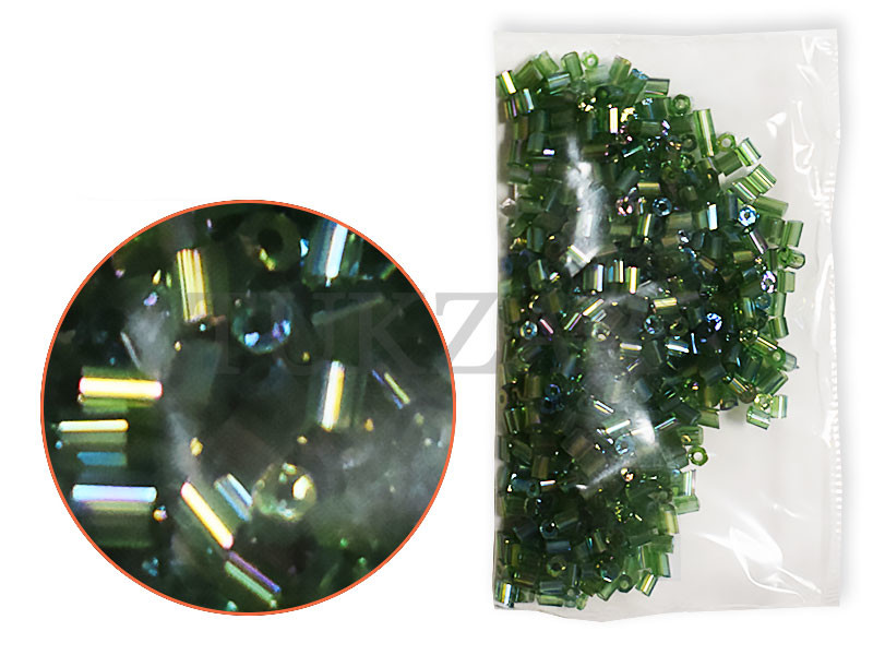 Бисер стеклярус 2мм зеленый перламутр, 8г TZ-28050-6