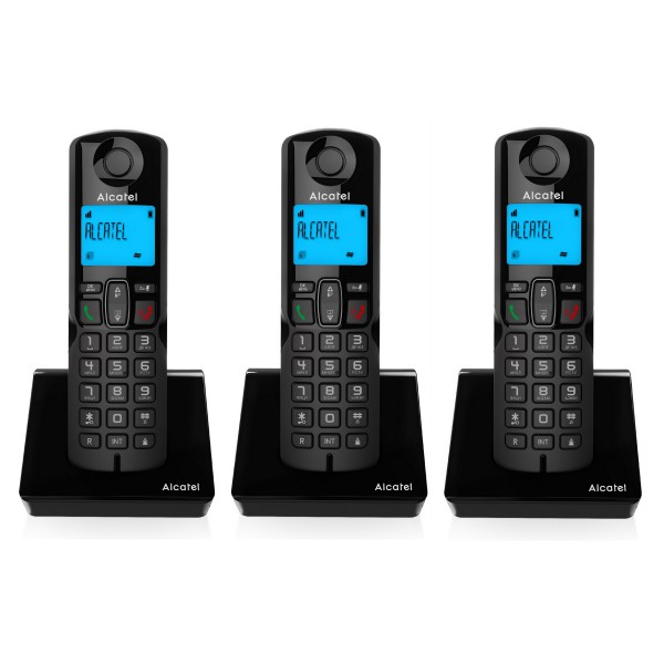 Телефон беспроводной Alcatel S230 RU (DECT, Caller ID, тел.справ.50 зап. 3 трубки) черный