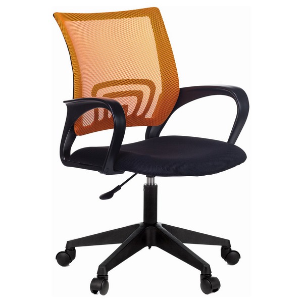 Кресло оператора Helmi HL-M95 R Airy, пиастра, сетка оранжевая/ткань черная, пластик