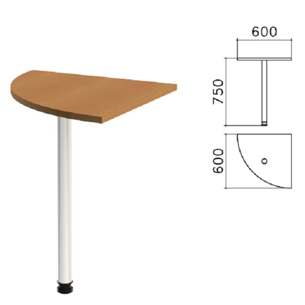Стол приставной угловой 604*604*756 мм, орех, Монолит КМ56.3