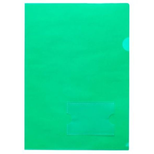 Папка-уголок Hatber А4 180мкм Зеленая с карманом для визитки AGкм4_00104