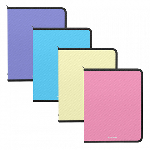 Папка для тетрадей Diagonal Pastel, A5+, пласт., на молнии 55063, ассорти