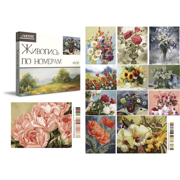 Картина по номерам 40*50см deVENTE. Flowers 9070703 ассорти