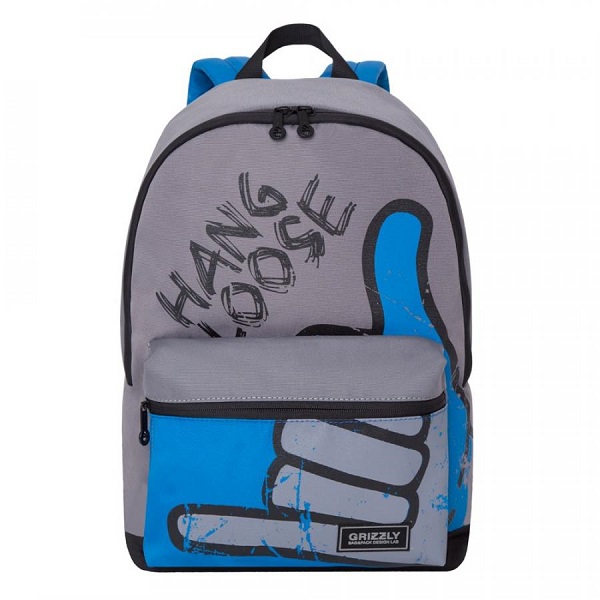 Рюкзак молодежный GRIZZLY RQ-007-6, 30*44*15 см, серо-голубой