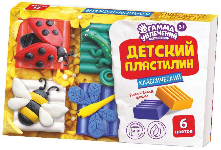 Пластилин  6 цв. "Гамма Увлечений" 120гр классический в карт.кор. 8042534/ДПК1206