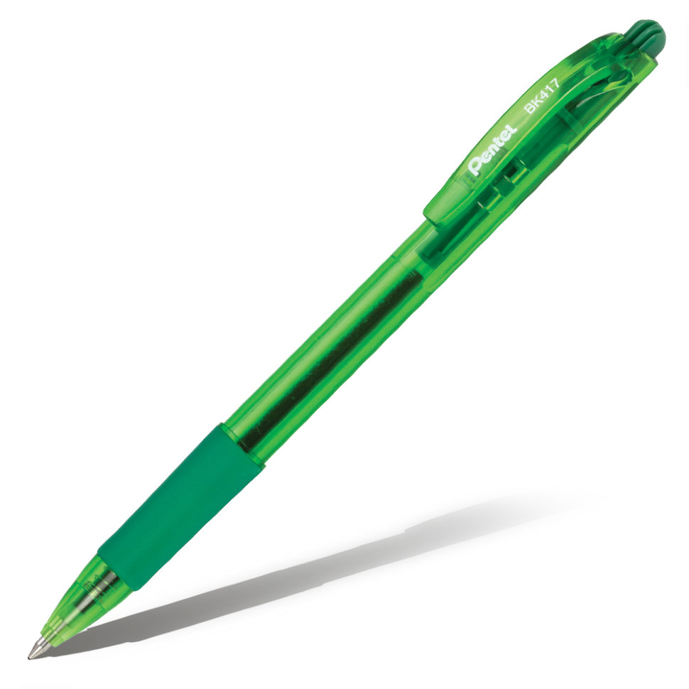 Ручка шариковая автоматическая  Pentel BK417-D рез. грип, зеленая, 0,7мм