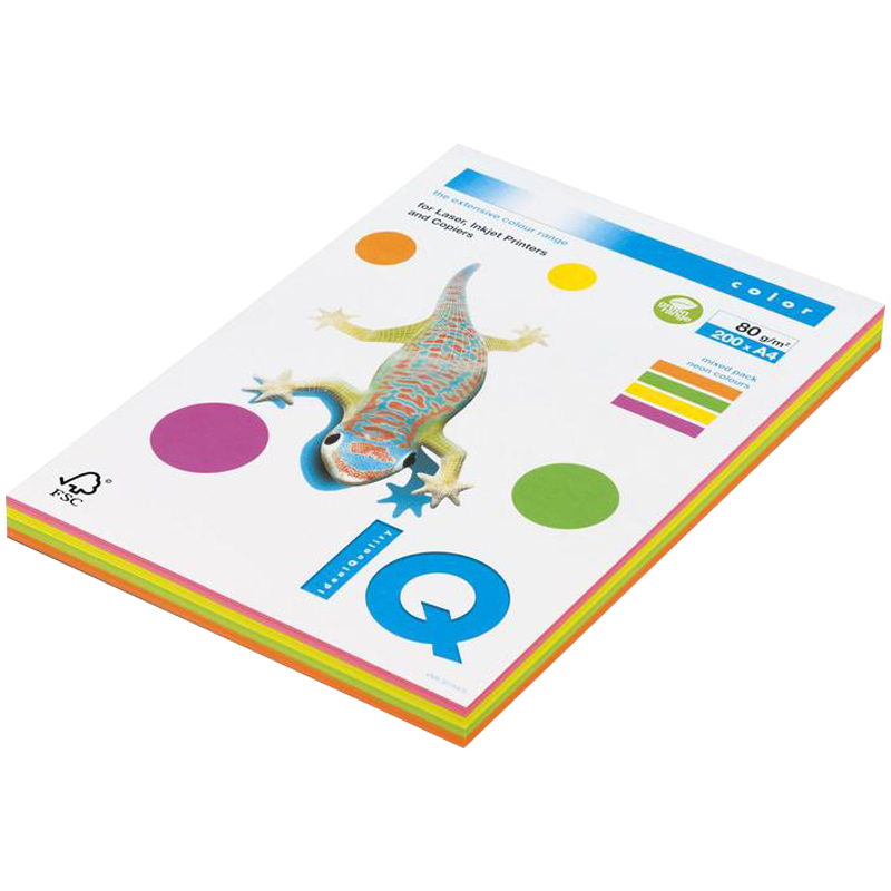 Бумага Maestro/IQ Neon Mix, RB04 А4 80гр (4цв) 200л