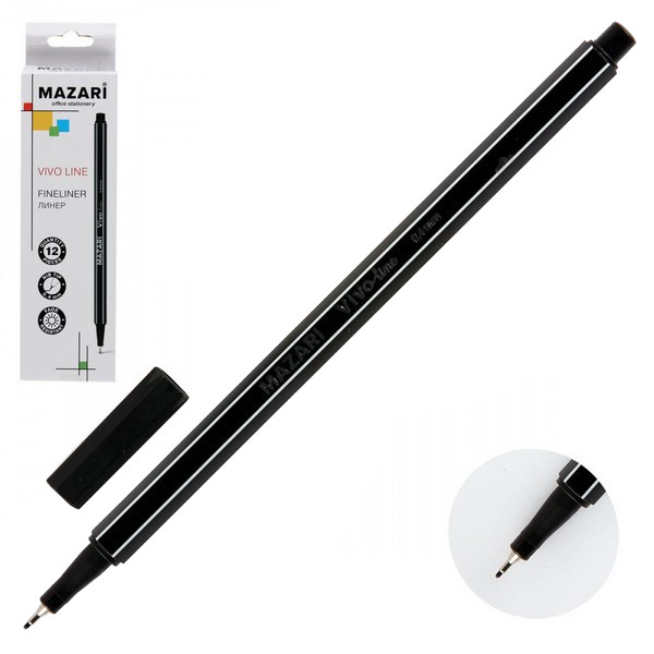 Ручка капиллярная VIVO LINE, черная, 0,4мм M-5368-71